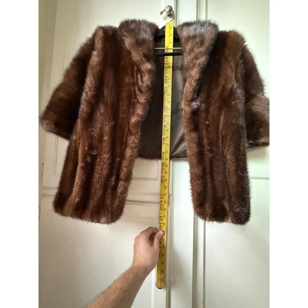 Vintage Anne Lee Gray Beverly Hills Genuine Brown Mink Fur Stole Cape Bolero